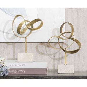 Sculpture abstraite en laiton fini de luxe, figurine en métal, centre de table contemporain, décoration pour hall d'hôtel ou bureau - Product Image 1