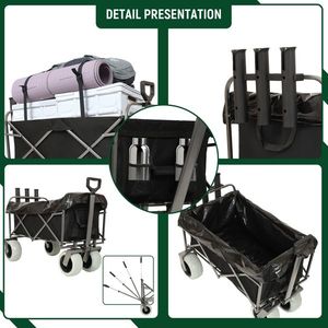 Chariot utilitaire tout-terrain à châssis en acier, chariot de pêche 9 roues avec grandes roues, capacité 500 lb, chariot de plage avec porte-cannes - Product Image 5