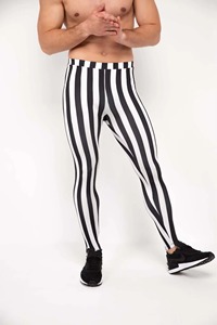 Leggings de sport pour hommes, pantalons de jogging décontractés à rayures noires et blanches, séchage rapide, pour la course à pied, la gym et l'entraînement - Product Image 2