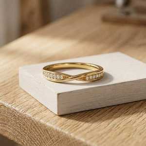 New <b>Stacked</b> <b>Ring</b> Round Brilliant Cut Lab Grown Diamond <b>Ring</b> in 10K 14K 18K Solid Gold Color E Clarity VVS Stackable Wedding Band - Product Image 1