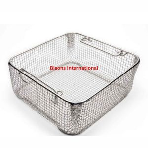 Wholesale Manual High Quality Classic <b>Crimped</b> Wire Mesh Sterilization Basket Tilted Handles Stainless Steel CE Certified - Product Image 2
