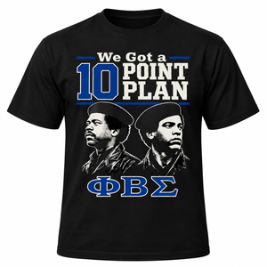 T-shirt noir pour hommes Phi Beta Sigma avec imprimé graphique 10 Point Plan, motif de lettres grecques, manches courtes, col rond, décontracté, pour fraternité - Product Image 3
