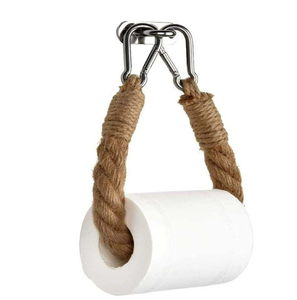 Support mural créatif en corde tressée pour rouleau de papier toilette et organisateurs de rangement – Crochet en corde de chanvre tressée pour toilettes - Product Image 3