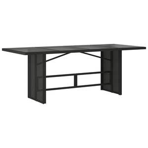 Juego de comedor de jardín con reposabrazos ajustables de 7 piezas, ratán PE negro - Product Image 4