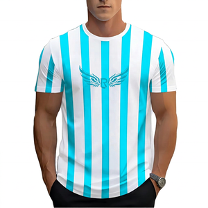 Maillot pour homme blanc et bleu marine, imprimé par sublimation, col rond, manches courtes, respirant, en polyester, coupe classique, vêtements pour adultes - Product Image 2