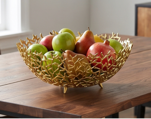 Ensemble de bols décoratifs en métal doré de qualité supérieure, motif feuille sculptée, faits à la main, décoration glamour pour la maison, centre de table pour les fêtes - Product Image 5
