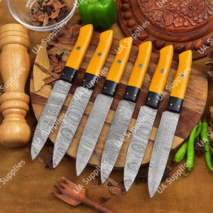 Cuchillos para carne de acero de Damasco multifuncionales, afilados, para barbacoa al aire libre y uso diario, con mango de resina, forjados, personalizables OEM/ODM - Product Image 4