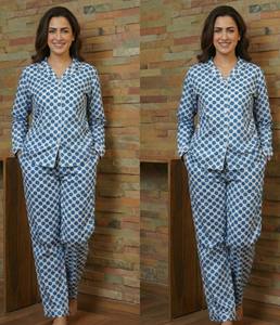 Indigo Cotton Block Print Pajama Set <b>for</b> <b>Women</b> Soft Breathable Two Piece Nightwear Wholesale Supplier India Export - Product Image 6