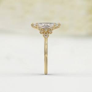 Bague romantique en or massif 14 carats avec diamant de laboratoire taille marquise de 2,00 carats, bijou raffiné, cadeau pour les amoureux, charmes - Product Image 4