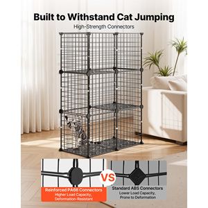 Gabbia per Gatti a 3 Livelli Fai-da-te, Box da Gioco 71x35.5x104 cm, Recinto Interno Staccabile in Rete Metallica per Grandi Animali - Product Image 3