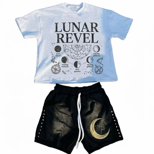 Ensemble t-shirt et short personnalisés avec logo imprimé, style décontracté d'été, 2 pièces pour homme - Product Image 3