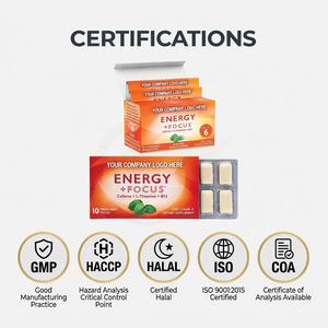 Private Label Functional Chewing <b>Gum</b> Caffeine Infused Mint Flavor OEM Bulk Manufacturer - Product Image 3