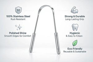 Dhanthal Stainless Steel Tongue Easy To Carry <b>Cleaner</b> for Oral Hygiene Care Eco-Friendly Reusable Wholesale - Product Image 3