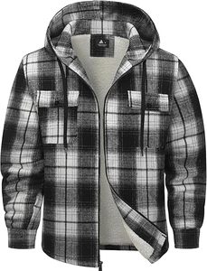Chemises à carreaux rayées 100% coton pour hommes, confortables, à manches longues, coupe standard, boutonnées, veste en flanelle - Product Image 1