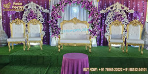 Ensemble de canapés de mariage élégants pour mariages indiens Ensemble de canapés maharaja blanc pour mariages Ensemble de canapés royaux pour réception - Product Image 3