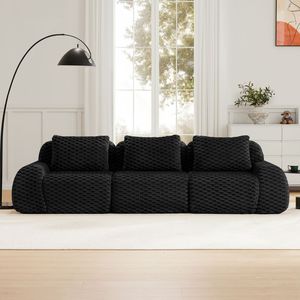 Divano Componibile Moderno 114 in Tessuto Flanellato, Oversize a 3 Posti con Seduta Profonda e Design Senza Struttura per Soggiorno - Product Image 3