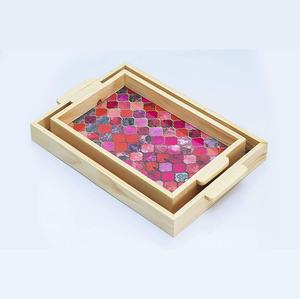Bandeja de servir de madera con diseño impreso de alta demanda, plato decorativo rectangular de alta calidad para pedidos al por mayor y uso doméstico - Product Image 2