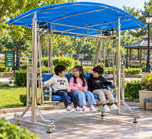 Columpio de Jardín de 3 Plazas para Exteriores con Toldo, Estructura Metálica, Asiento de Columpio Independiente para Patio, Jardín, Terraza, Parque - Product Image 1