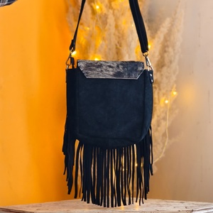 Handmade Tooling Hair Fur Vintage Bohemian Western Stylish Genuine Leather Crossbody Sling <b>Bag</b> Women Portable Anti-Theft - Product Image 3