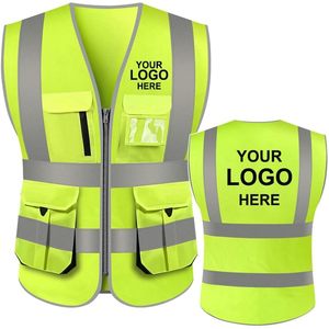 Chaleco DE SEGURIDAD naranja de alta visibilidad con 10 bolsillos personalizable 2025 con ribete reflectante transpirable para agregar su logotipo - Product Image 3