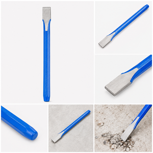 Burin à froid robuste à tête plate en acier pour la maçonnerie, la découpe, le sciage et la brisure du béton, des briques et de la pierre, pour usage en atelier de construction - Product Image 2