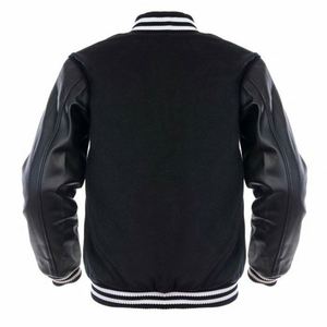 Chaqueta bomber personalizada para hombre con mangas de cuero y chaquetas universitarias bordadas en chenilla - Product Image 3