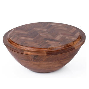 Wholesale Custom Natural Acacia Wood <b>Salad</b> <b>Bowl</b> Footed <b>Wooden</b> Pedestal <b>Bowl</b> for Fruit or Food Serving in Home or Restaurant Use - Product Image 6