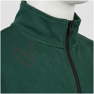 Conjunto Deportivo para Hombre en Verde Oscuro, Manga Larga, Cuello Alto, Cierre Frontal con Cremallera, Color Sólido, Transpirable, Corte Regular, para Otoño - Product Image 4