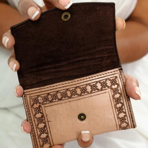 New Hand Tooled Leather <b>Wallet</b> With Key Ring Mini Keychain <b>Wallet</b> <b>Small</b> Sunflower Genuine Leather Western Coin Purse for Women's - Product Image 6