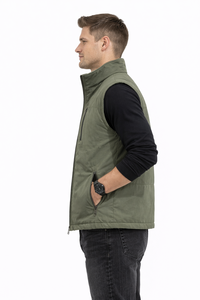 Chaleco Utilitario sin Mangas con Cierre para Hombre, Color Verde Oliva, Ligero, con Bolsillos con Cremallera, para Uso en Exteriores, Estilo Casual - Product Image 2