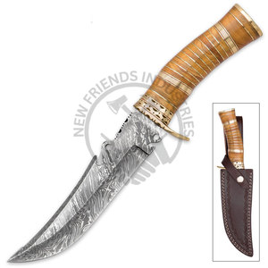 Nueva Edición Cuchillo de Caza de Hoja Fija Afilada de Acero de Damasco Hecho a Mano con Mango de Madera y Funda, Cuchillo de Supervivencia, Cuchillo Bowie para Camping - Product Image 2