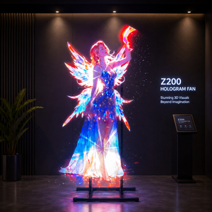 พัดลมโฮโลแกรม Z200 ขนาด 1800x3078 มม. จอแสดงผล LED 3 มิติ ความละเอียด 2048x2512 ความสว่างสูง 2000 นิต สำหรับใช้งานในร่มสำหรับงานนิทรรศการ - Product Image 6