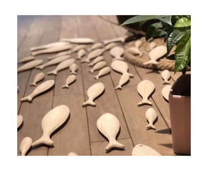 Modèle de poisson en bois non peint, figurine de poisson en bois naturel, artisanat de peinture DIY, décoration de maison de style côtier - Product Image 2
