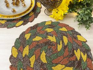 Handmade Luxury <b>Beaded</b> Embroidery <b>Placemats</b> Stylish Table Mats for Dining Room Party Restaurant Hotel and Special Occasions - Product Image 4