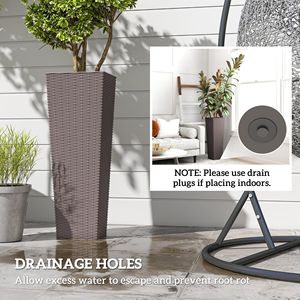 Set di 2 Vasi e Fioriere in Plastica Marrone Alti 81 cm con Fori di Drenaggio per Uso Esterno - Product Image 6