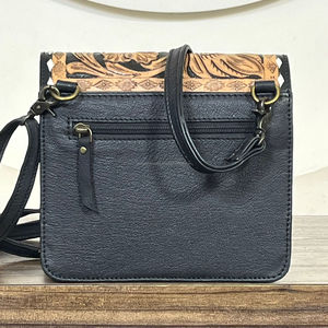 Handcrafted Genuine Cowhide <b>Leather</b> Crossbody Bag Western Floral <b>Tooled</b> Purse Hair-on Hide Shoulder Bag Vintage Style for Women - Product Image 5