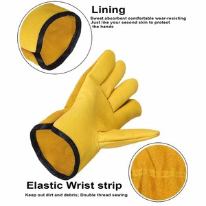 Yellow Cow Split & Grain Leather <b>Driving</b> <b>Gloves</b> Thorn Proof Garden Work Driver Safety Hand Protection Durability <b>Gloves</b> - Product Image 2