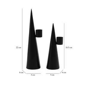 Porte-bougies coniques noirs Modern Radiance pour la décoration de la maison, en fer, design durable - Product Image 6