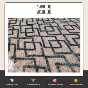 Alfombra de Yute Natural Anudada a Mano de Primera Calidad, Alfombra de Yute Trenzada Hecha a Mano Ecológica para Sala de Estar, Dormitorio y Decoración del Hogar - Product Image 6