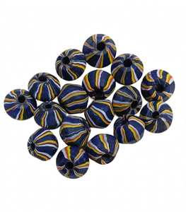 Lampwork Rondelle <b>Beads</b> Blue Yellow White <b>Red</b> Striped Loose Bulk For Jewelry Making - Product Image 1