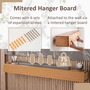 Étagère murale flottante en pin massif de 60 pouces pour cheminée, étagère de présentation au design naturel - Product Image 5