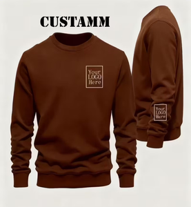 CUSTAMM Men's Custom Logo Crewneck Sweatshirt Regular Fit 100% Cotton French Terry Fleece Breathable Pullover Spring Casual - Product Image 2