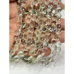 Cuentas facetadas de cuarzo amatista verde natural AAA en forma de corazón, tamaño 6-7 mm aprox. Cadena de 8 Pulgadas - Product Image 1