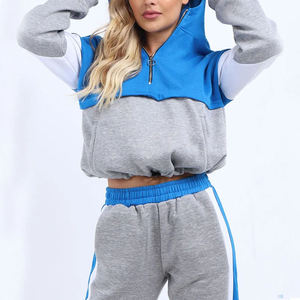 Conjunto de dos piezas de sudadera con capucha y pantalón corto ajustable para mujer, estilo casual, deportivo, para calle. - Product Image 4