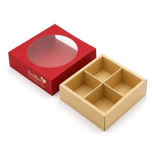 Newest Design Popular Biodegradable Eco-Friendly Paperboard <b>Window</b> Pull Boxes Custom Empty Grids Packaging Luxury Chocolate Box - Product Image 4