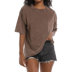 T-shirt unisexe vintage de luxe 100 % coton pour femme, personnalisable, effet délavé, coupe oversize, délavage acide, prix abordable, OEM - Product Image 6