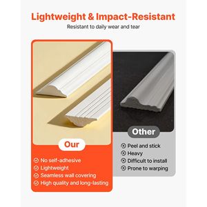 Kit di 3 Pannelli Leggeri per Rivestimento Murale, Facile Installazione, Impermeabili, Verniciabili, in Polistirene, Profilo Largo - Product Image 5