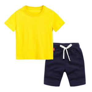 Conjunto de Camiseta y Pantalones Cortos de Algodón para Niños, Ropa Cómoda para Uso Diario, Conjunto de Dos Piezas para Niños, Camiseta y Pantalones Cortos de Algodón Suave - Product Image 2
