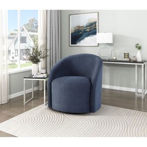 Poltrona Girevole Blu in Bouclé, 1 Pezzo, in Legno Massello, Resistente, Stile Contemporaneo, Seduta d'Accento per Soggiorno, Arredamento di Lusso - Product Image 1