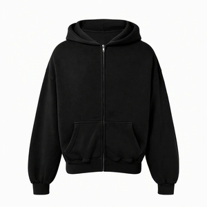 Sweat-shirt zippé à capuche oversize pour homme, rouge uni, en polaire, décontracté, avec poches, pour l'hiver, respirant, 100% coton, Speed One - Product Image 5